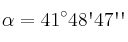 \alpha = 41^\circ 48\textsc{\char13} 47\textsc{\char13}\textsc{\char13}