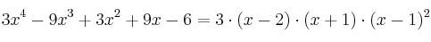 3x^4 - 9x^3 + 3x^2 + 9x -6 = 3 \cdot (x-2) \cdot (x+1) \cdot (x-1)^2