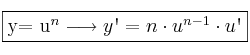 \fbox{y= u^n \longrightarrow y\textsc{\char13}=n \cdot u^{n-1}\cdot u\textsc{\char13}} \fbox{y= u^n \longrightarrow y\textsc{\char13}=n \cdot u^{n-1}\cdot u\textsc{\char13}}