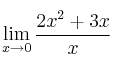 \lim\limits_{x \rightarrow 0} \frac{2x^2+3x}{x}