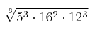  \sqrt[6]{5^3 \cdot 16^2 \cdot 12^3}