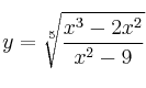y = \sqrt[5]{\frac{x^3-2x^2}{x^2-9}}