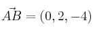 \vec{AB}=(0,2,-4)