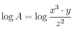  \log A = \log \frac{x^3 \cdot y}{z^2} 