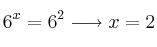 6^x = 6^2 \longrightarrow x=2
