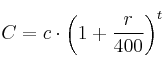 C = c \cdot \left( 1 + \frac{r}{400} \right)^t