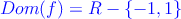 \textcolor{blue}{Dom(f)= R - \{-1,1\}}