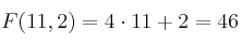 F(11,2) = 4 \cdot 11 + 2 = 46