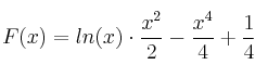 F(x) = ln(x) \cdot \frac{x^2}{2} - \frac{x^4}{4} + \frac{1}{4}
