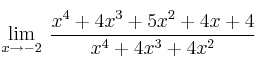 \lim\limits_{x \rightarrow -2} \: \frac{x^4+4x^3+5x^2+4x+4}{x^4+4x^3+4x^2}