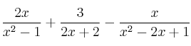 \frac{2x}{x^2-1} + \frac{3}{2x+2} - \frac{x}{x^2-2x+1}