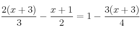  \frac{2(x+3)}{3} - \frac{x+1}{2} = 1 - \frac{3(x+3)}{4} 