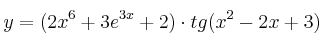 y = (2x^6+3e^{3x}+2) \cdot tg (x^2-2x+3)
