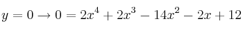 y=0 \rightarrow 0=2x^4+2x^3-14x^2-2x+12 