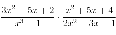 \frac{3x^2-5x+2}{x^3+1} \cdot \frac{x^2+5x+4}{2x^2-3x+1}