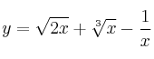 y = \sqrt{2x} + \sqrt[3]{x} - \frac{1}{x}