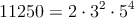11250 = 2 \cdot 3^2 \cdot 5^4