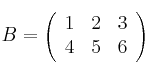 B = 
\left(
\begin{array}{ccc}
1 & 2 & 3\\
4 & 5 & 6 
\end{array}
\right)