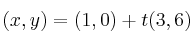 (x,y) = (1,0) + t(3,6)