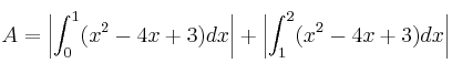 A = \left|\int_0^1 (x^2-4x+3) dx \right|+ \left|\int_1^2 (x^2-4x+3) dx \right|