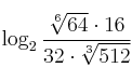 \log_2 \frac{\sqrt[6]{64} \cdot 16}{32 \cdot \sqrt[3]{512}}