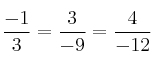 \frac{-1}{3} = \frac{3}{-9} = \frac{4}{-12} 