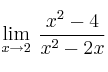 \lim\limits_{x \rightarrow 2} \:  \frac{x^2-4}{x^2-2x} 