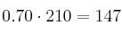 0.70 \cdot 210 = 147
