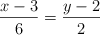 \frac{x-3}{6} = \frac{y-2}{2} 