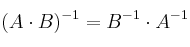 (A \cdot B)^{-1} = B^{-1} \cdot A^{-1}