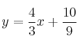 y = \frac{4}{3} x + \frac{10}{9} y = \frac{4}{3} x + \frac{10}{9}