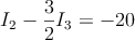  I_2 -\frac{3}{2}I_3 = -20