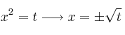 x^2=t \longrightarrow x = \pm \sqrt{t}