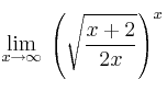 \lim\limits_{x \rightarrow \infty} \: \left( \sqrt{\frac{x+2}{2x}} \right)^x 