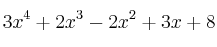 3x^4+2x^3-2x^2+3x+8