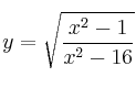 y = \sqrt{\frac{x^2-1}{x^2-16}}