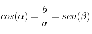 cos (\alpha) = \frac{b}{a} = sen (\beta)