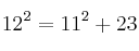12^2 = 11^2 + 23