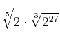 \sqrt[5]{2 \cdot \sqrt[3]{2^{27}}}