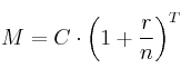 M = C \cdot \left( 1+\frac{r}{n}  \right)^T