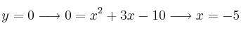y=0 \longrightarrow 0=x^2+3x-10 \longrightarrow x=-5