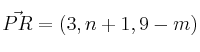 \vec{PR}=(3,n+1,9-m)
