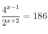 \frac{4^{x-1}}{2^{x+2}}=186