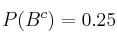P(B^c)=0.25