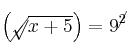 \left( \cancel{\sqrt}{\overline{x+5}} \right) = 9^{\cancel{2}}
