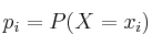 p_i = P(X=x_i)
