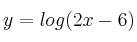 y = log (2x-6)