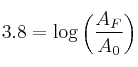 3.8 = \log \left( \frac{A_F}{A_0} \right)