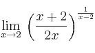 \lim\limits_{x \rightarrow 2} \: \left( \frac{x+2}{2x} \right)^{\frac{1}{x-2}} 