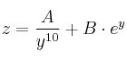 z = \frac{A}{y^{10}} + B \cdot e^y